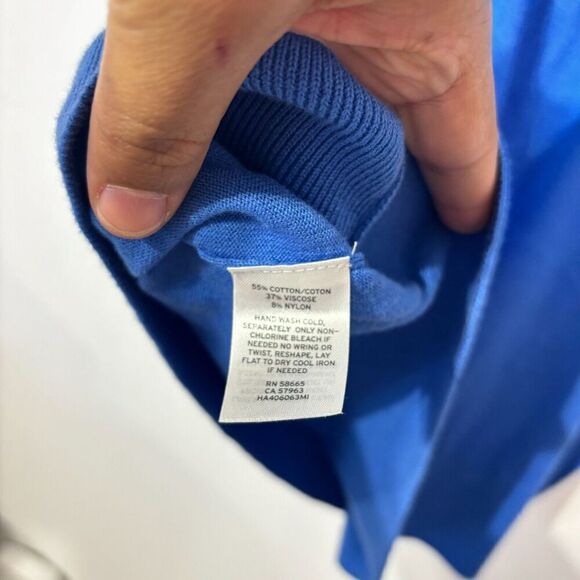 Halogen Women's Pullover Sweater Blue Camp XXL Solid V-Neck 3/4 Sleeve Casual - Picture 5 of 7